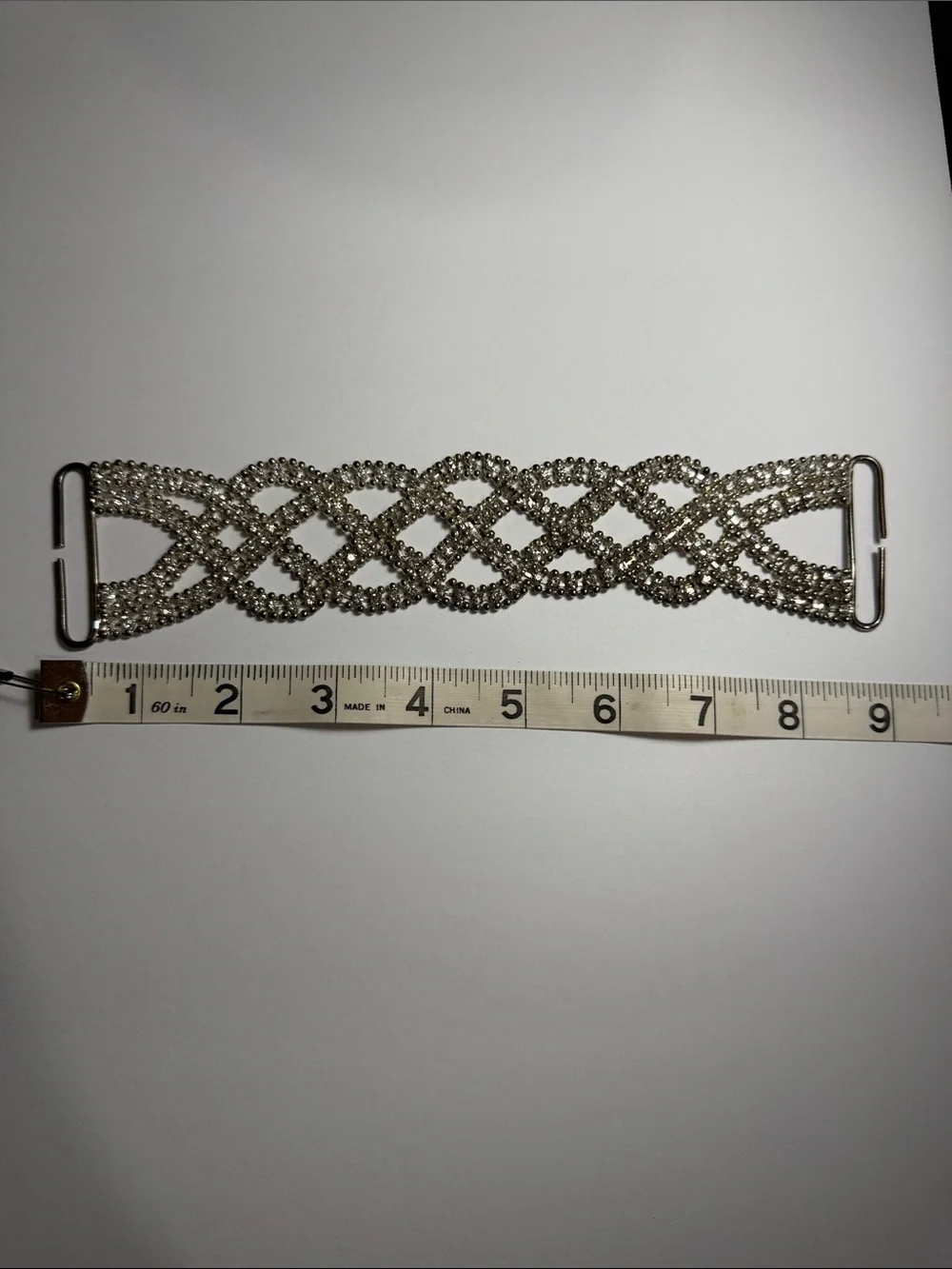 Vintage Silver Rhinestone Wristlet Strap or Choker Necklace 9